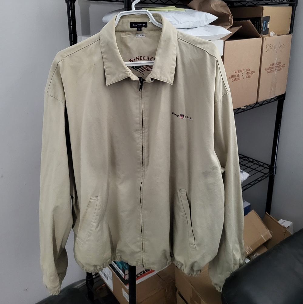 GANT U.S.A Bomber Jacket, The Windcheater, Beige, XL, Mens, Used, 100% Cotton
